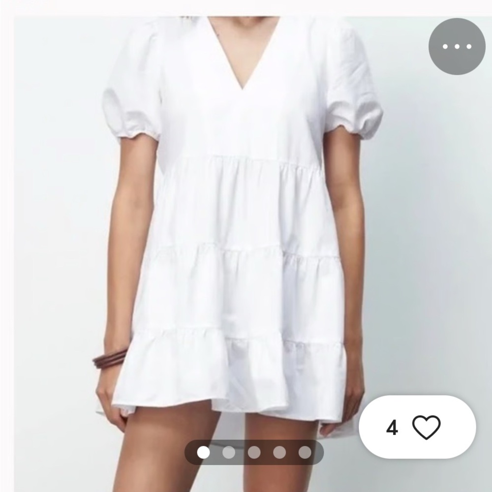 Zara White Tiered Mini Dress